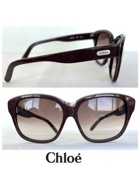 CHLOÈ CL 2138 C03 135 Brown Gradient Lens Brown Silver Frame Cat Eye Sunglasses